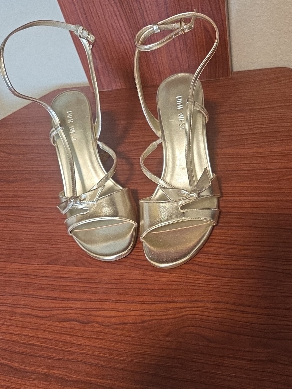 Nine West Shiny Gold Strappy Sandals